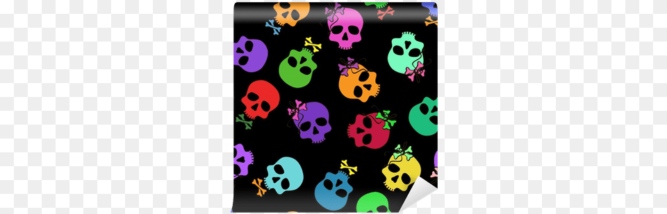 Seamless Pattern Of Funny Cartoon Skulls Wall Mural Adediy Ade Fashion Custom Travel Umbrella Colorful Free Png Download