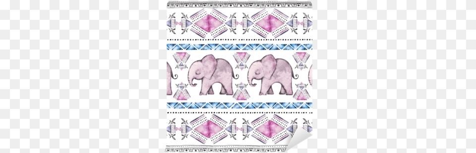 Seamless Pattern Rim Border With Watercolor Illustration Watercolor Painting, Animal, Elephant, Mammal, Wildlife Free Png Download