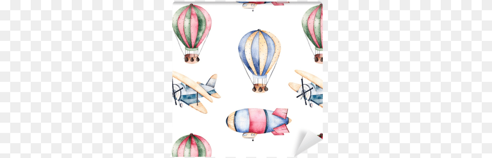 Seamless Pattern With Air Balloonsairship And The Sky Voyage Watercolor Backpack By Fantasticvoyage, Aircraft, Hot Air Balloon, Transportation, Vehicle Free Transparent Png