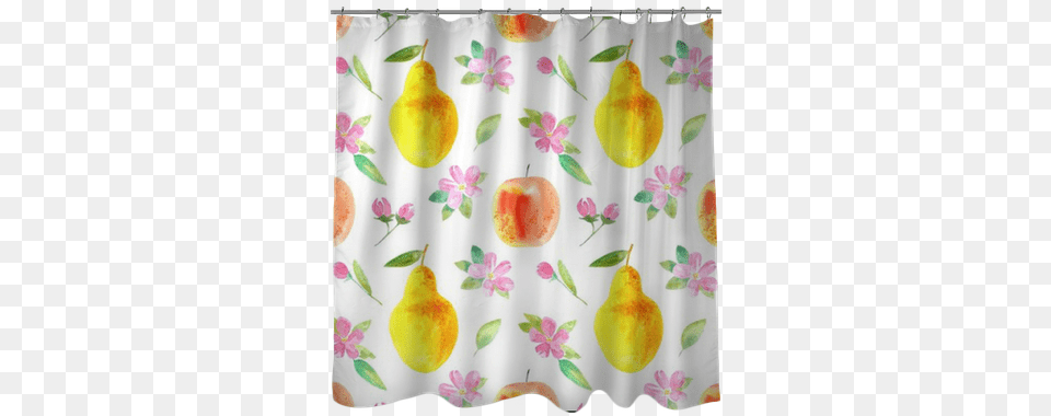 Seamless Pattern With Applepear And Flower Wallpaper, Curtain, Shower Curtain, Food, Fruit Png Image