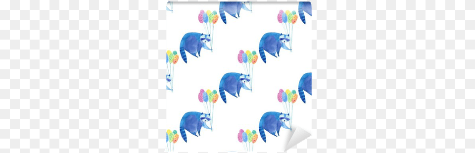 Seamless Pattern With Blue Raccoon And Colorful Balloon Blue, Art, Animal, Fish, Sea Life Free Png