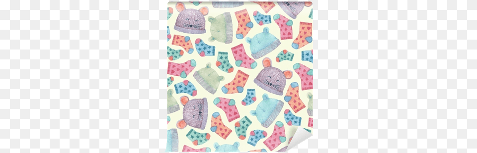 Seamless Pattern With Colorful Hats And Socks Sock, Cap, Clothing, Hat Free Transparent Png
