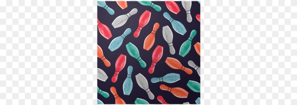Seamless Pattern With Colorful Watercolor Bowling Pins Bowling Pin, Leisure Activities, Cutlery, Spoon Free Png Download