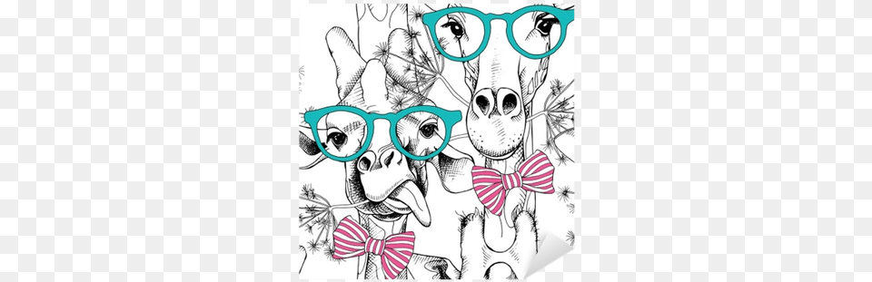 Seamless Pattern With Giraffes In The Glasses And With Tshirt Get On My Level Russia T Shirt Print Fashion, Accessories, Publication, Formal Wear, Tie Free Png