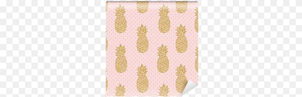 Seamless Pattern With Gold Pineapples On Polka Dot Seedless Fruit, Home Decor, Texture Free Png