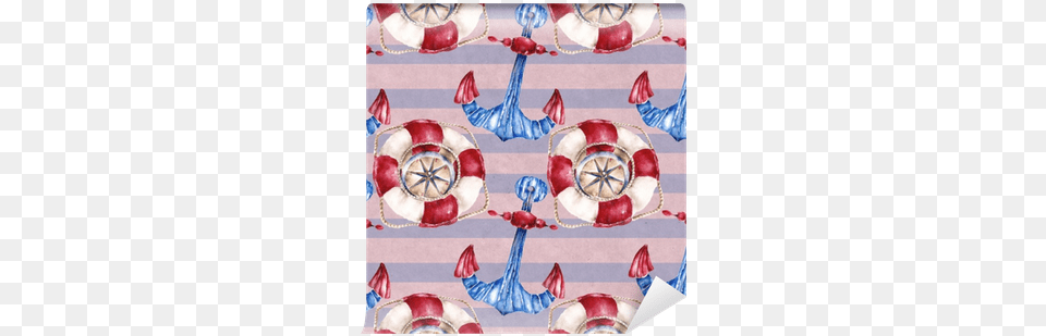 Seamless Pattern With Lifebuoy Anchor And Compass Placemat, Art Free Transparent Png