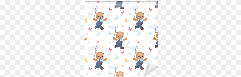 Seamless Pattern With The Image Of A Cute Teddy Bear, Cutlery, Spoon Free Png