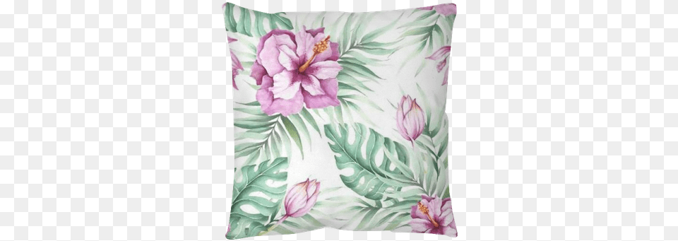 Seamless Pattern With Tropical Flowers Floral Hibisco, Cushion, Home Decor, Pillow, Flower Free Png Download