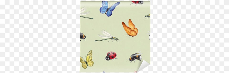 Seamless Pattern With Watercolor Insects Illustrations Illustration, Animal, Bee, Insect, Invertebrate Free Transparent Png
