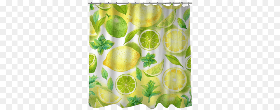 Seamless Pattern With Watercolor Lime Lemon And Watercolor Painting, Curtain, Citrus Fruit, Food, Fruit Png Image
