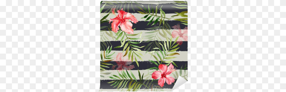 Seamless Pattern With Watercolor Tropical Flowers And Watercolor Painting, Flower, Plant, Hibiscus, Art Png Image