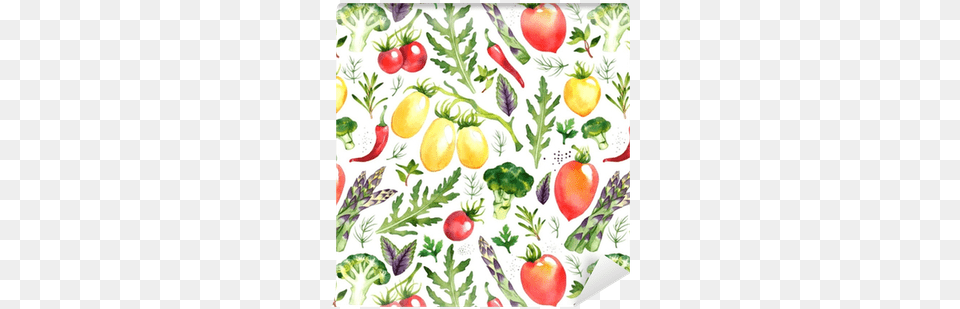 Seamless Pattern With Watercolor Vegetables On White Grow Your Own Vegetables In Pots And Containers A, Food, Produce, Fruit, Plant Free Png Download