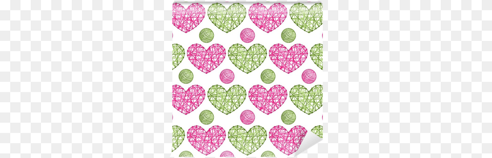 Seamless Vector Pattern With Hearts And Balls Of Yarn Motif, Heart, Chandelier, Lamp Free Png Download