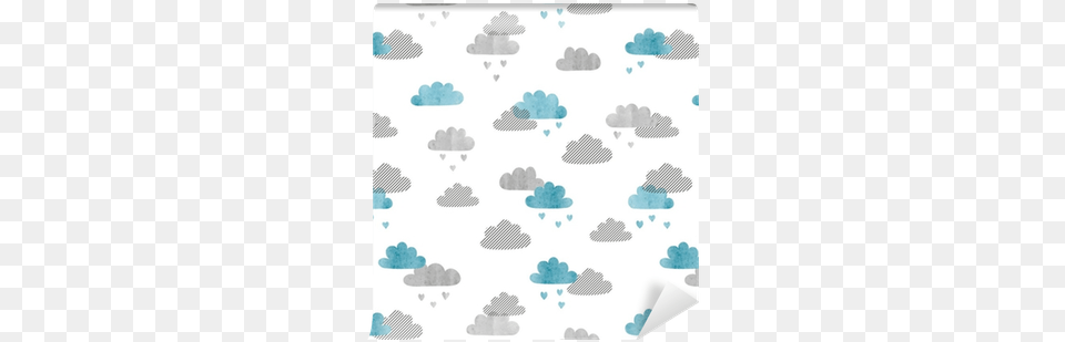 Seamless Vector Watercolor Clouds Pattern Watercolor Painting, Outdoors, Nature, Ice, White Board Free Png