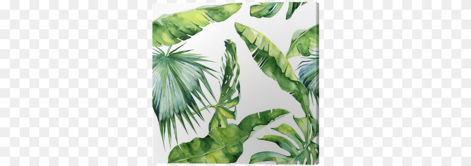 Seamless Watercolor Illustration Of Tropical Leaves Dense Tropical Leaves, Jungle, Plant, Vegetation, Outdoors Png