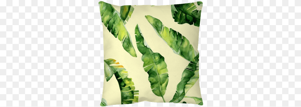 Seamless Watercolor Illustration Of Tropical Leaves Malloom Pillow Casesofa Bed Home Decoration Festival, Leaf, Plant, Fern, Vegetation Png Image
