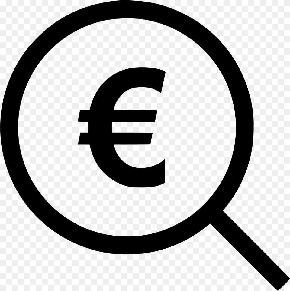 Search Find Look Magnifiery Euro Money Sign Data Analytics Icon, Symbol, Stencil, Magnifying Free Png