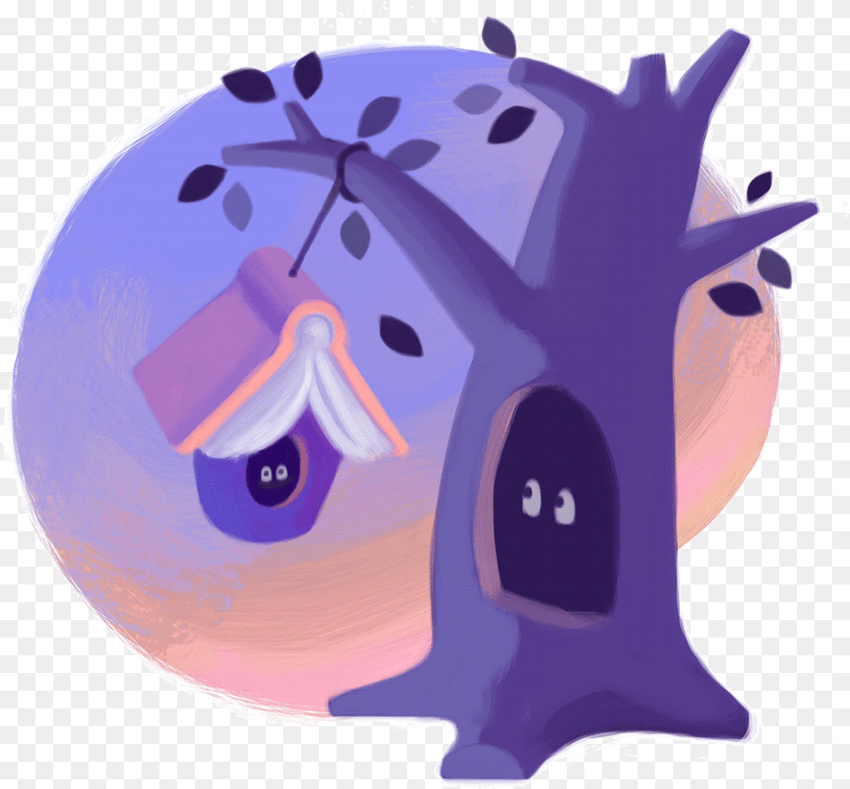 Searching Tree House Sticker By Monika Klobar Cartoon, Purple Free Png