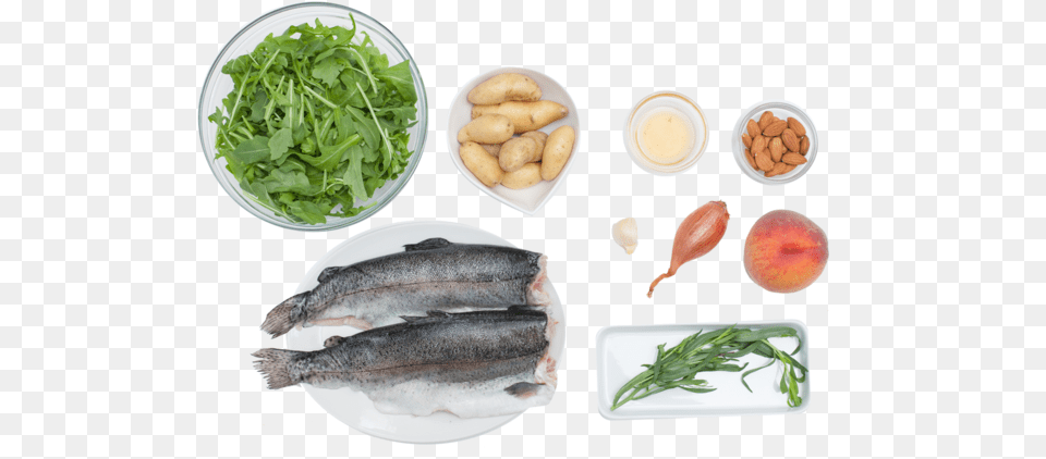 Seared Trout With Peach And Arugula Salad Pacific Sturgeon, Apple, Food, Fruit, Plant Free Transparent Png