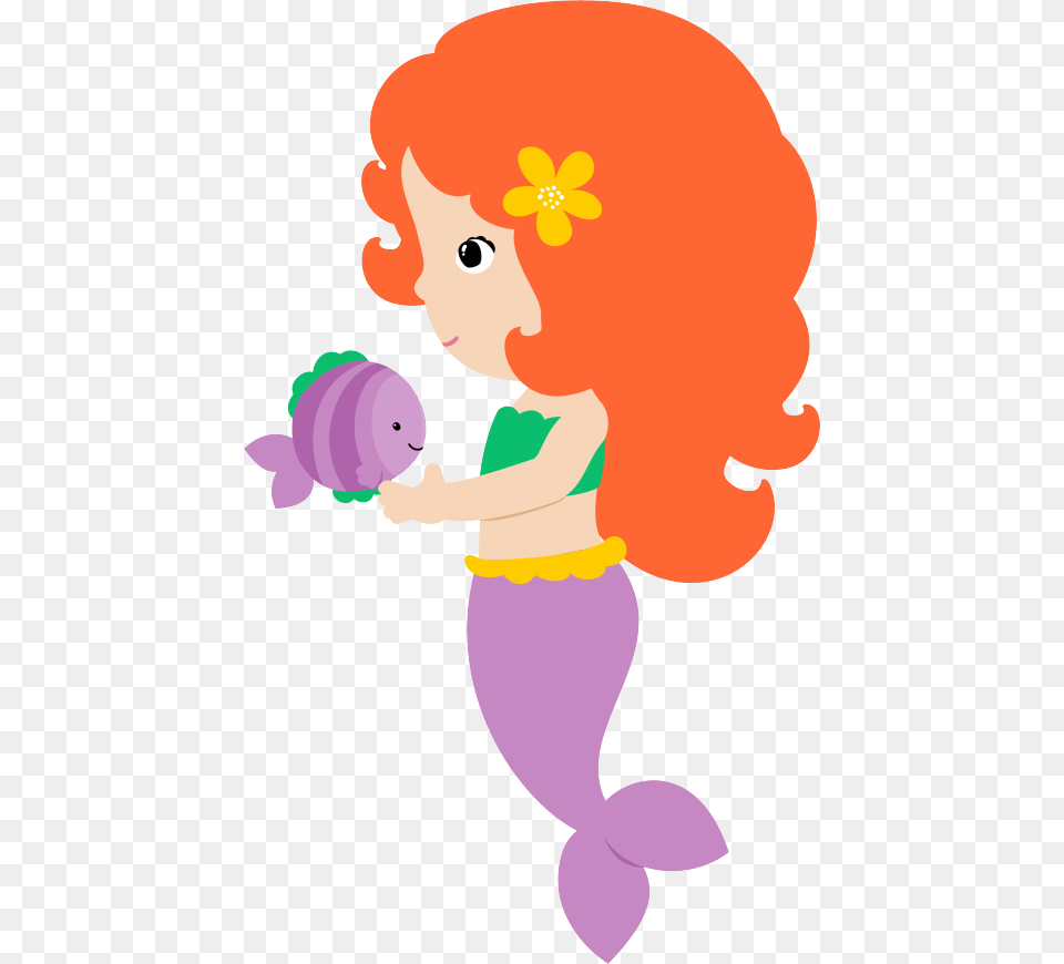 Seashells Clipart Little Mermaid Simple Cute Mermaid Cartoon, Baby, Person, Face, Head Free Png