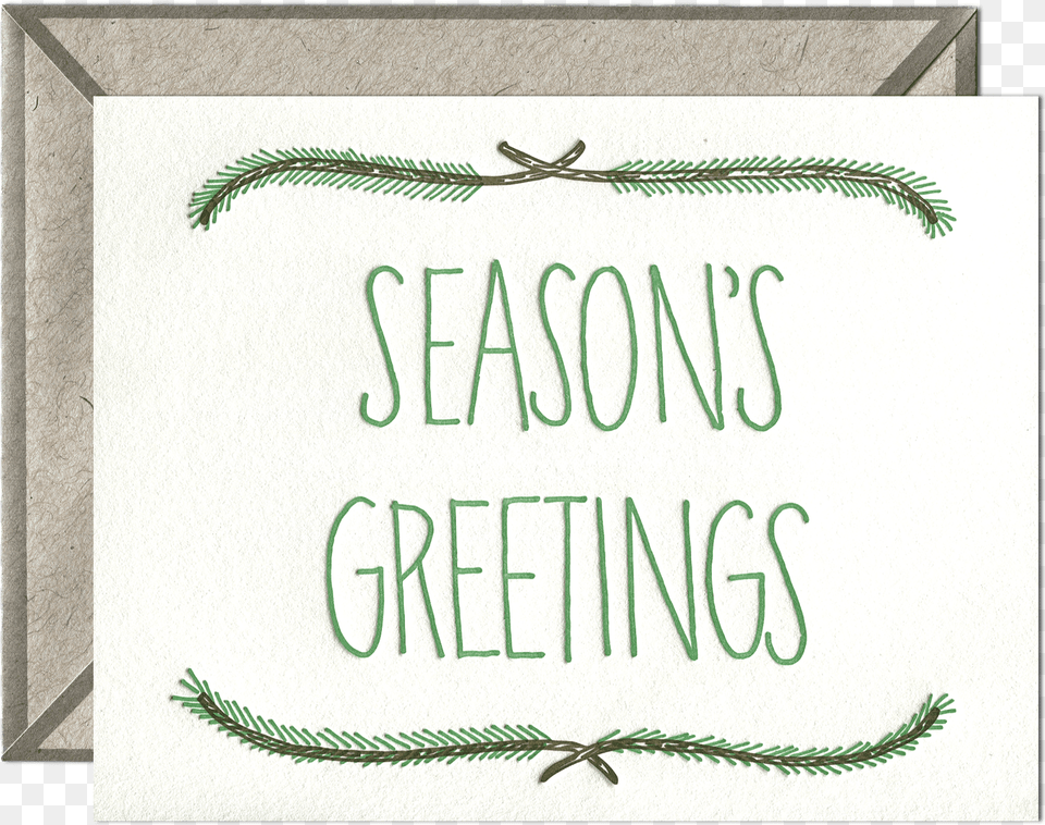 Season S Greetings Letterpress Greeting Card Greeting Card, Calligraphy, Handwriting, Text, Envelope Png