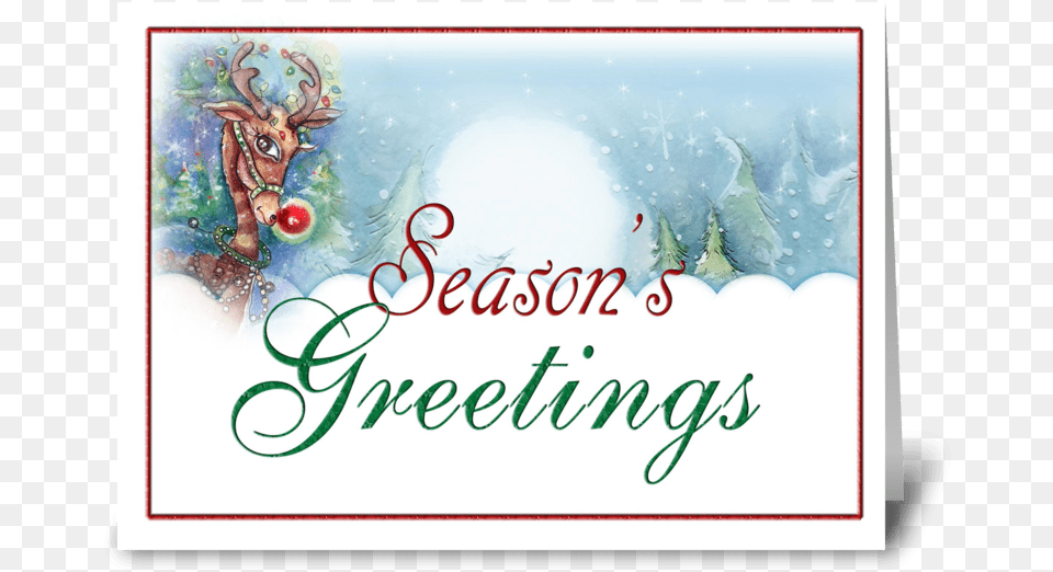 Season S Greetings Reindeer Greeting Card Christmas Card, Envelope, Greeting Card, Mail, Baby Png