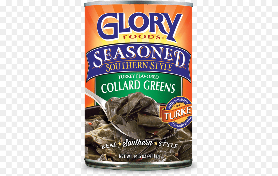 Seasoned Smoked Turkey Collard Greens Glory Foods Seasoned Mustard Greens Southern Style, Can, Tin, Aluminium, Food Free Png