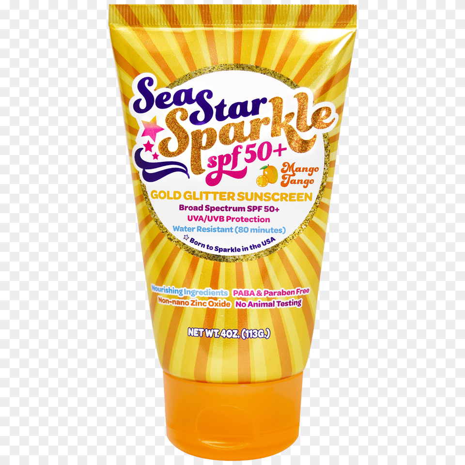 Seastar Sparkle Mango Tango With Gold Glitter Presence, Bottle, Cosmetics, Sunscreen, Alcohol Free Png