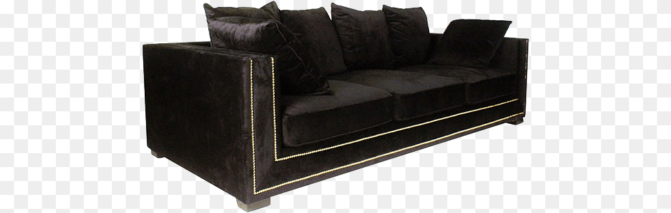 Seat Black Velvet Sofa Sofa Bed, Couch, Furniture, Cushion, Home Decor Png