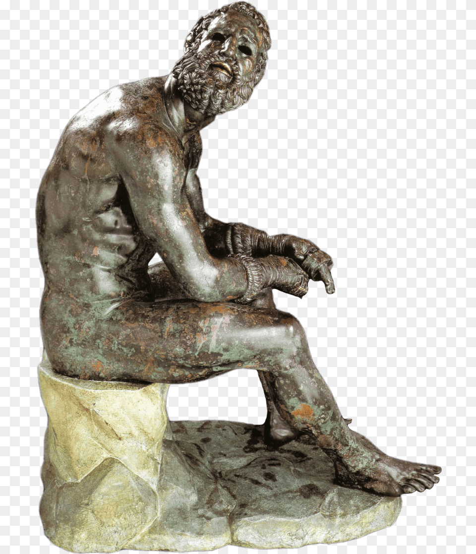 Seated Boxer Transparent, Person, Bronze, Kneeling, Man Free Png Download