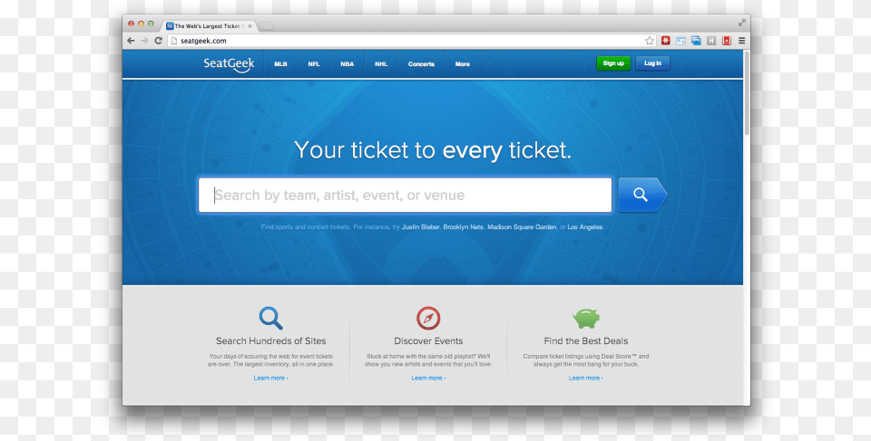 Seatgeek Homepage Ux Search Box On Homepage, File, Webpage, Computer Hardware, Electronics Free Transparent Png