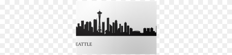 Seattle City Skyline Silhouette Background Poster Clipart Seattle Skyline Outline, Metropolis, Urban, Architecture, Building Png Image