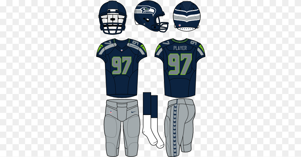 Seattle Seahawks Home Uniform National Football League Carolina Panthers Home Uniform, Clothing, Helmet, Shirt, People Png Image