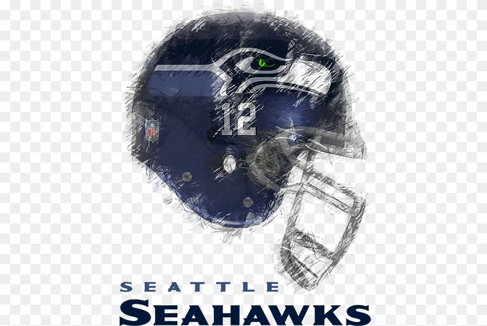 Seattle Seahawks Logo Black And White, Crash Helmet, Helmet, American Football, Football Png Image