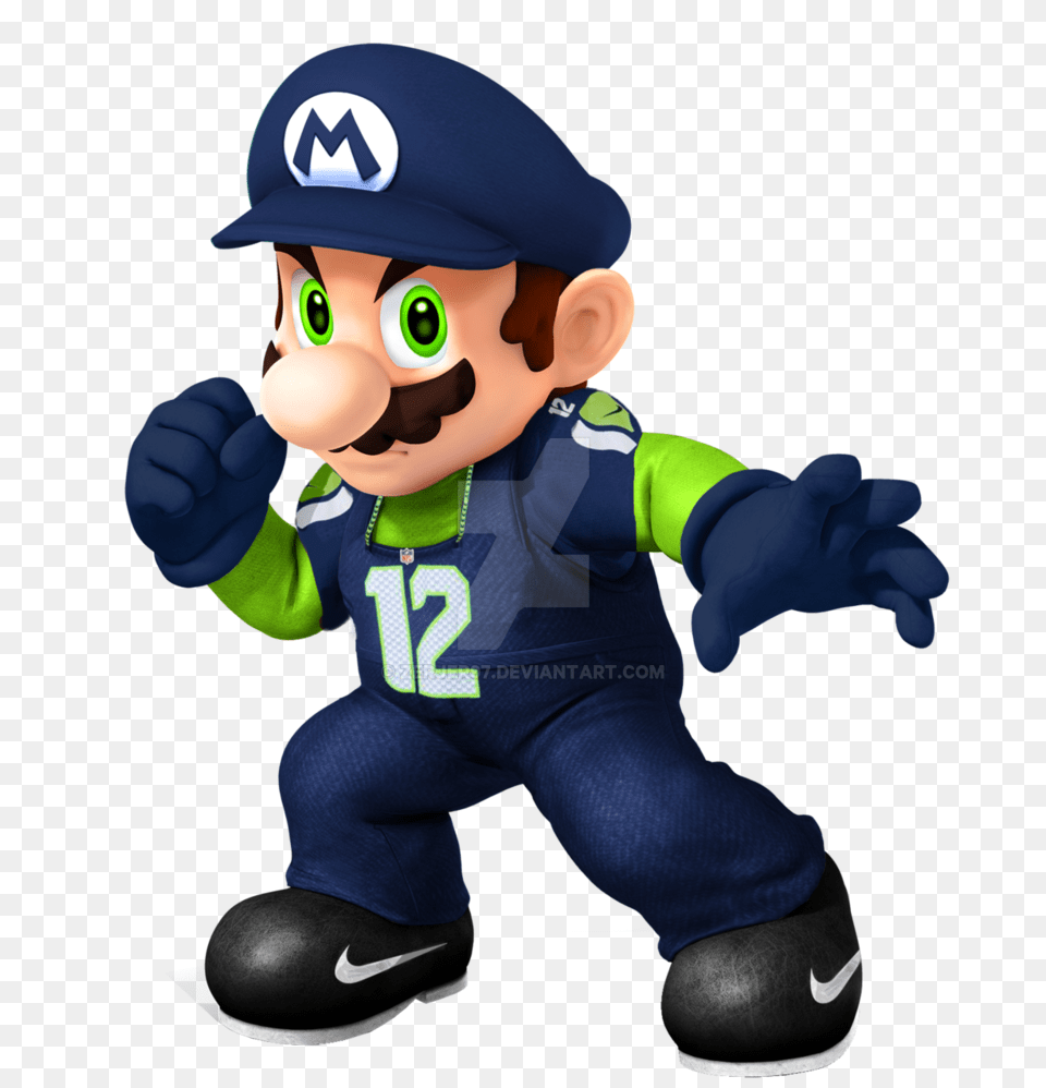 Seattle Seahawks Super Mario, Baby, Person, Face, Head Free Png Download