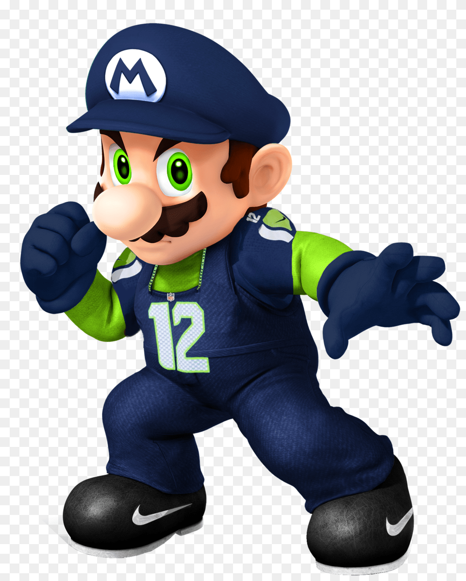 Seattle Seahawks Super Mario, Baby, Person, Shoe, Glove Png