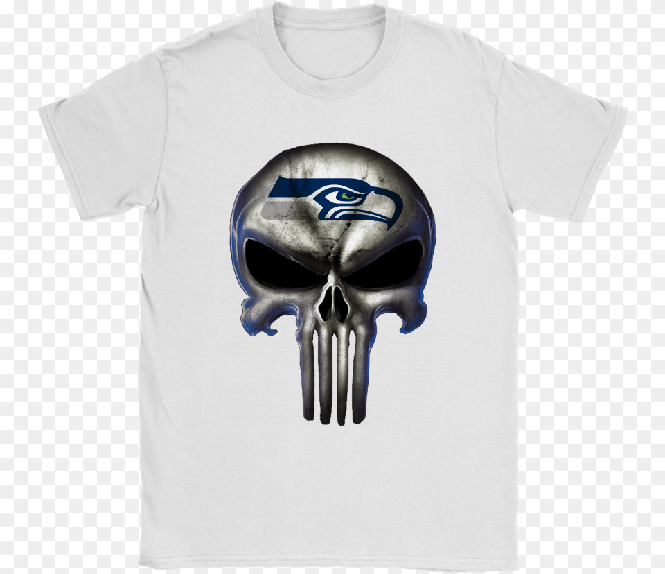 Seattle Seahawks The Punisher Mashup Football Shirts Active Shirt, Clothing, Cutlery, T-shirt, Helmet Free Png Download