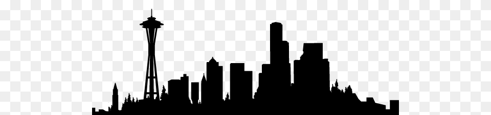 Seattle Skyline Silouette Desktop Backgrounds, City, Silhouette, Urban, Architecture Png