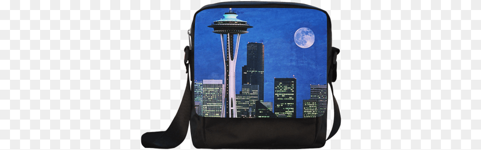 Seattle Space Needle Watercolor Crossbody Nylon Bags Blue Seattle Blue Seattle Blue Seattle 60quot Curtains, City, Bag, Scoreboard, Architecture Free Png Download