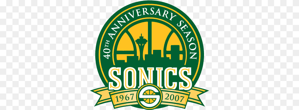 Seattle Supersonics Anniversary Logo Seattle Supersonics 40th Anniversary, Badge, Symbol, Building, Architecture Png