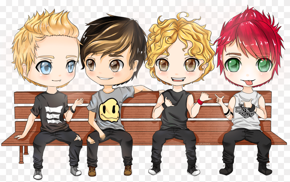 Seconds Of Summer Band In America Sos Sos 5 Seconds Of Summer Anime, Bench, Book, Publication, Comics Free Png Download