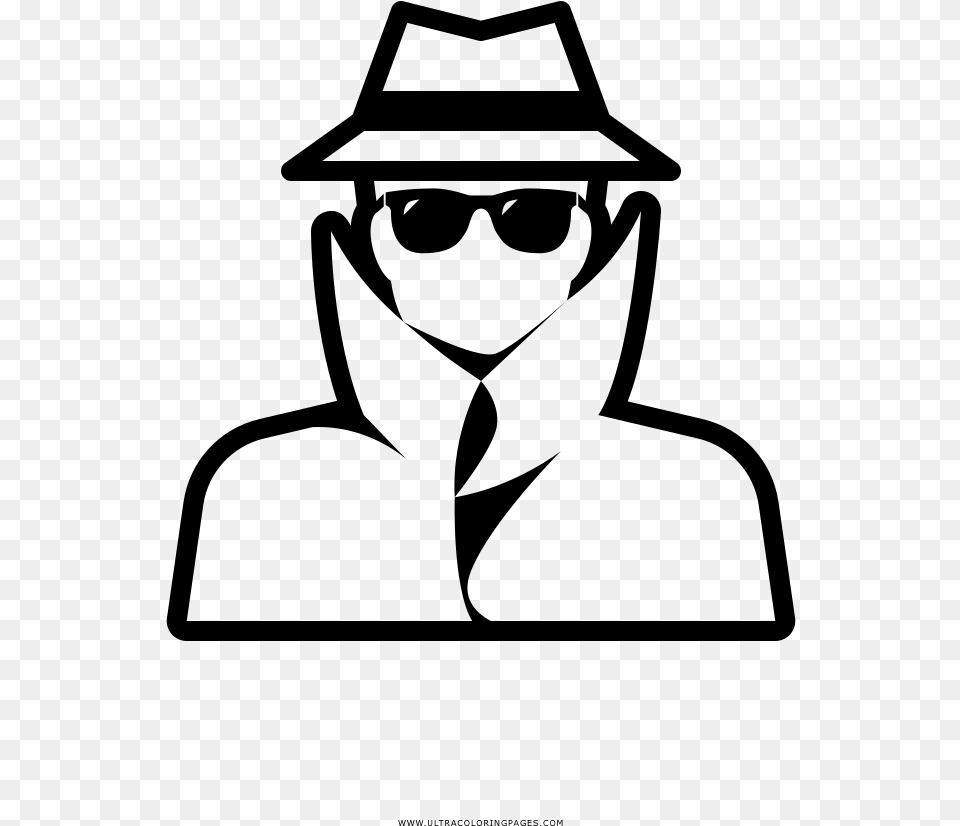 Secret Agent Coloring Page, Gray Png Image