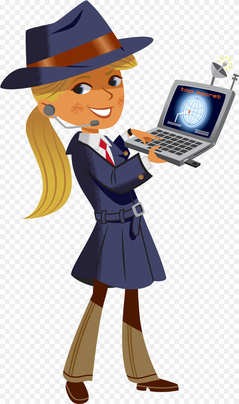 Secret Agent Girl Cartoon Clipart Download Female Secret Agent Clipart, Laptop, Computer, Electronics, Pc Png Image