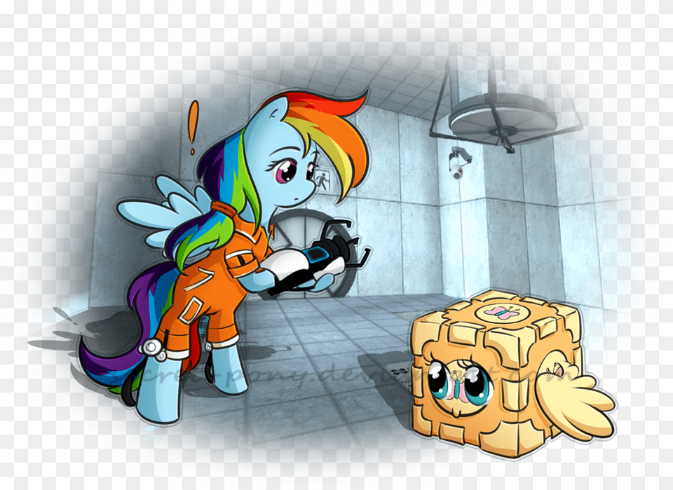 Secret Pony Chell Companion Cube Crossover Fluttercube Cute Portal Companion Cube, Baby, Person, Book, Comics Png