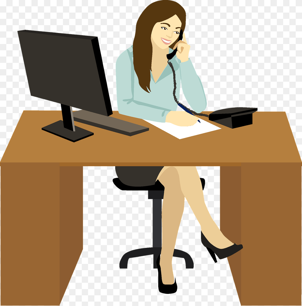 Secretary Clipart, Table, Desk, Furniture, Computer Free Png Download
