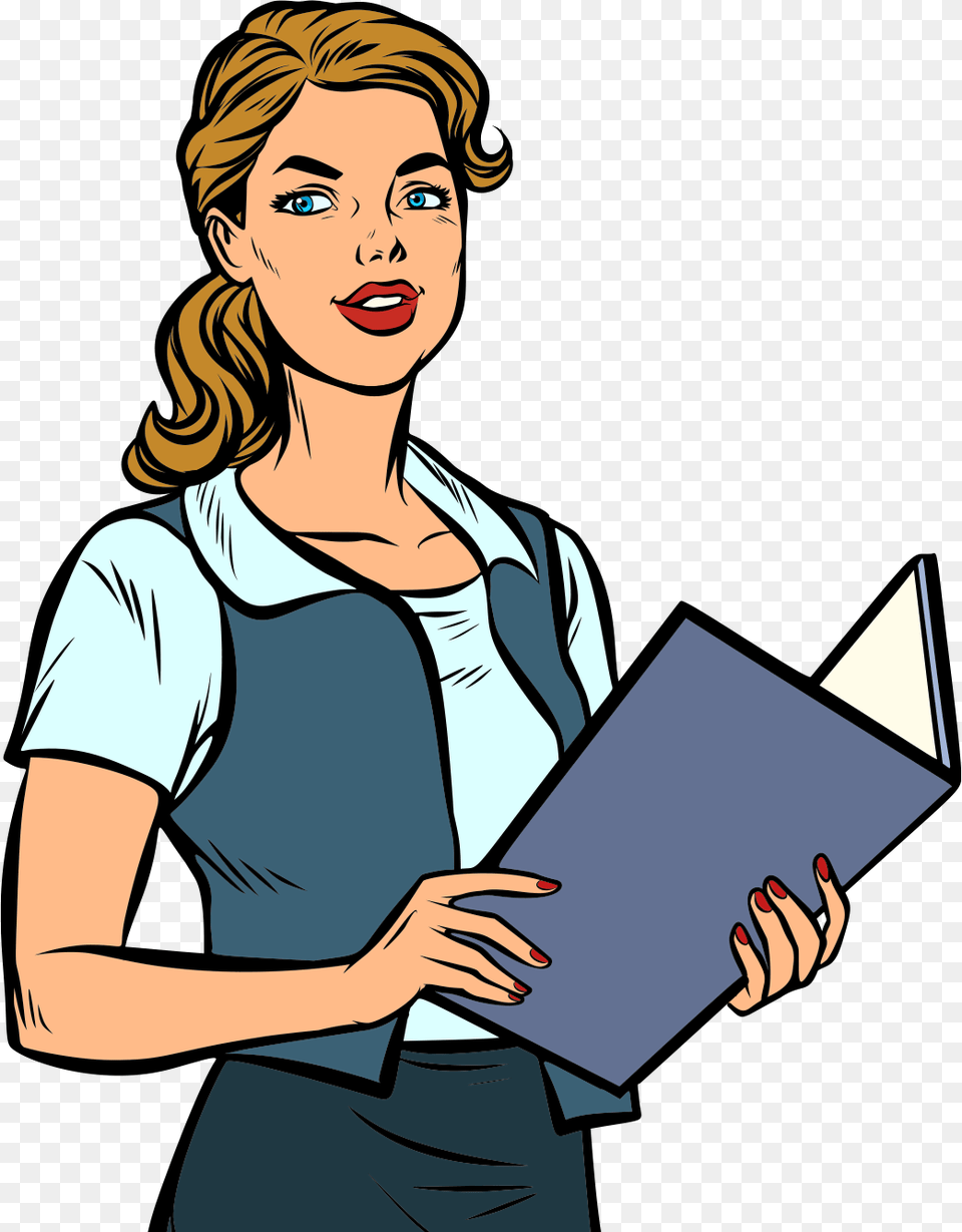 Secretary Clipart Female Social Worker, Adult, Person, Woman, Reading Png Image