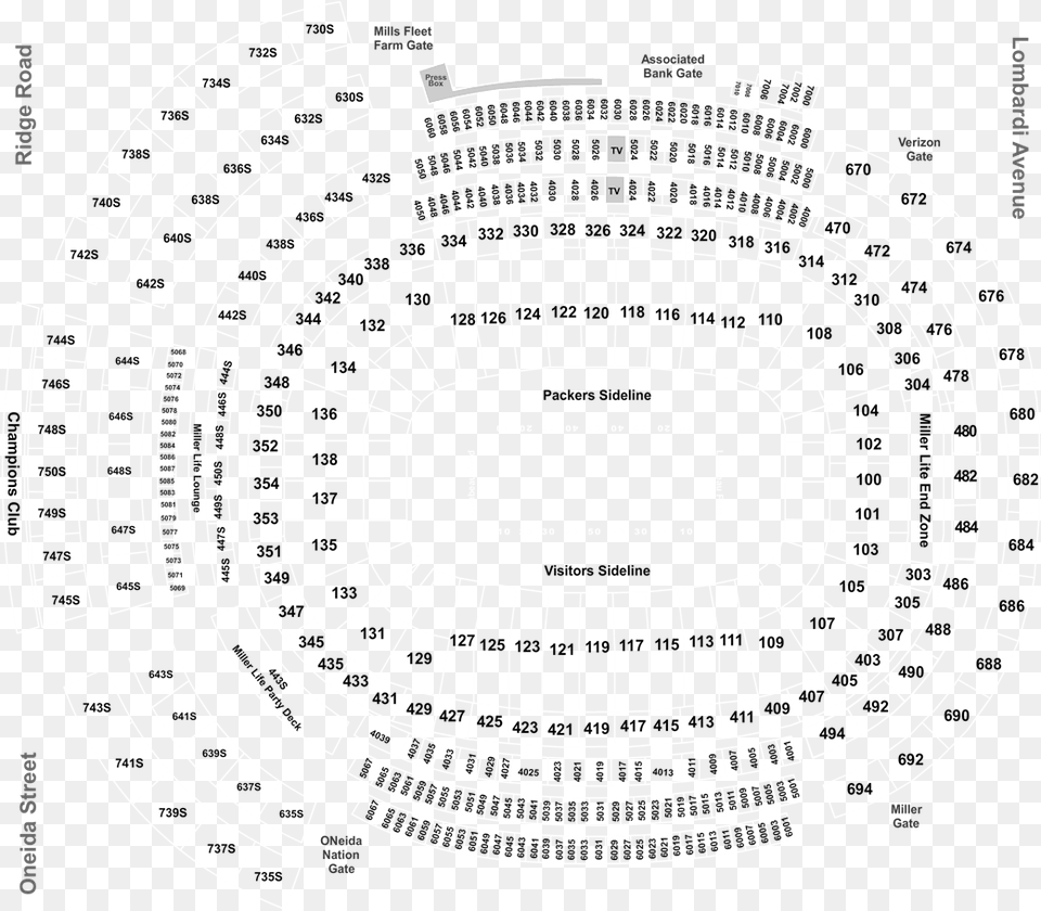 Section Lambeau Field Seating Chart, Cad Diagram, Diagram Free Png