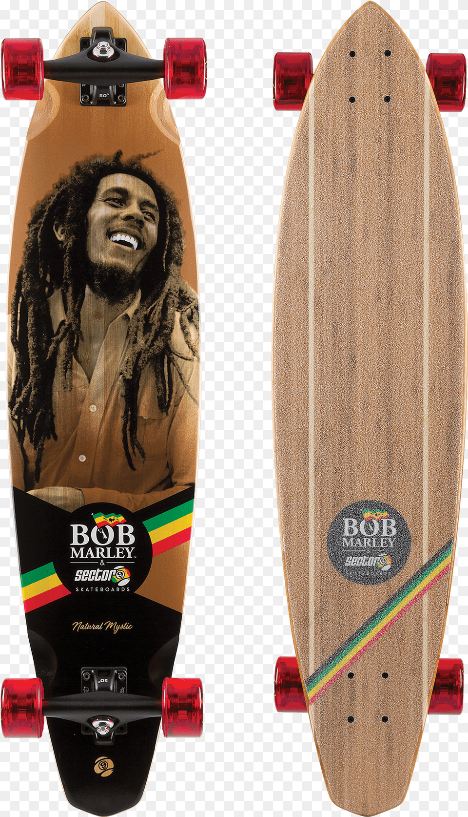 Sector 9 Natural Mystic Bamboo Bob Marley Collab Sector 9 Longboard Bob Marley, Skateboard, Adult, Male, Man Free Png