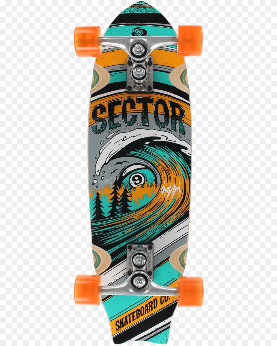 Sector 9 Wavepark Orange Complete Old School Board, Skateboard Free Png