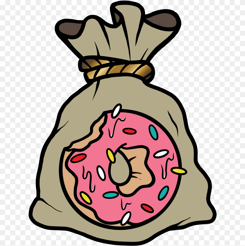 Secure The Bag Hustle N Dough Pin Clipart Cartoon Donut, Food, Sweets, Baby, Person Free Png